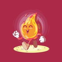 A Flame Character walking and smiling. vector