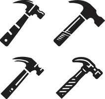 Four different hammer icons vector