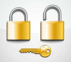 3d close and open lock with key vector