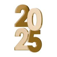A composition with 3D elegant and modern gold numbers 2025. The golden hue perfect for New Year greeting cards, advertisements, or event decorations. illustration isolated on a white background vector