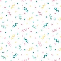 Cute seamless patterns with confetti in pastel colors in cute cartoon flat style. Isolated on white. Valentine day, wedding, party, bachelorette party backgrounds. vector