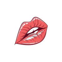 A red lips with a white background vector