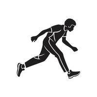 A silhouette of a man running with a tennis racket vector