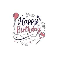 Happy birthday card with balloons and stars vector