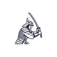 A samurai warrior holding a sword vector