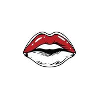 A red and white lips with a white background vector