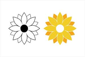 flower bundle line art, simple sunflower icon vector