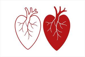 red heart bundle shape, human heart icon art illustration vector