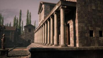 Ancient stone building with columns in historical site during daylight video