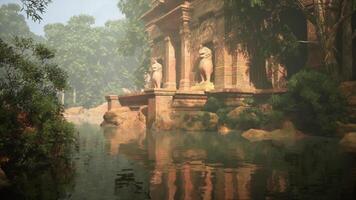 Pond With Statues in Ancient Temple video