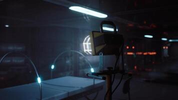 Innovative laboratory setup featuring advanced equipment and high tech lighting video