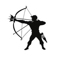 Silhouette of archer with bow and arrow vector