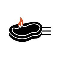 A black and red logo of a steak on a grill vector
