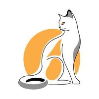 A cat is sitting on a white background with an orange circle vector