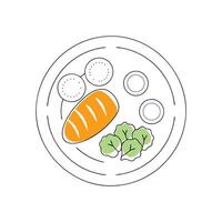 Plate with food and vegetables on it vector