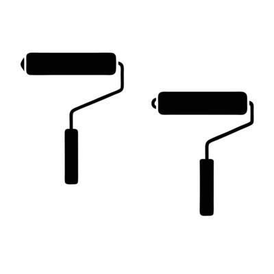 Two paint rollers on a white background