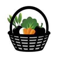 Vegetables in a basket on a white background vector