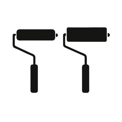 Two paint rollers on a white background