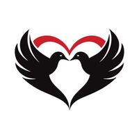 Two birds are flying in the shape of a heart vector