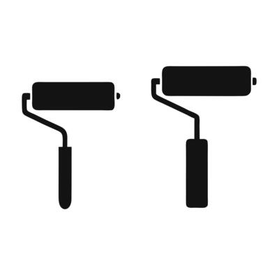 Two paint rollers on a white background