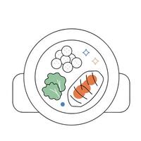 A plate with food on it and a white background vector