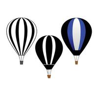Three hot air balloons with black and white stripes vector