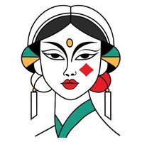 A woman with a red and green face and a diamond vector