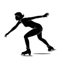A silhouette of a woman skating on a white background vector