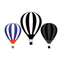 Three hot air balloons are shown on a white background vector