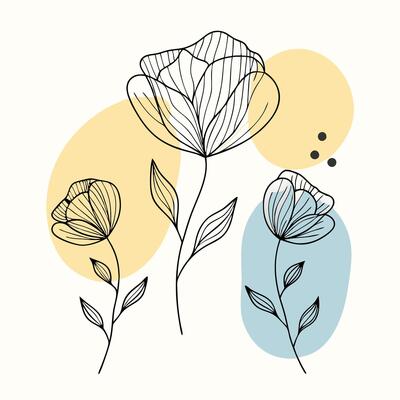 illustration of flowers with leaves