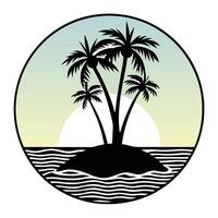 Palm trees on an island vector