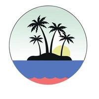 A round icon of palm trees on an island vector