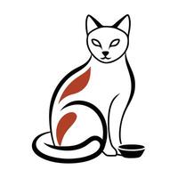 A cat is sitting in front of a bowl vector