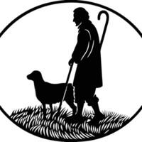 A man with a dog and a stick in a circle vector