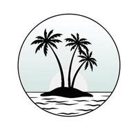 A black and white image of palm trees on an island vector