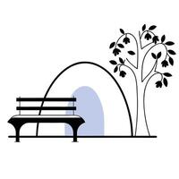 A bench and tree in the park vector