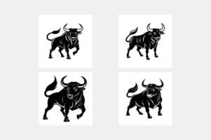 Ferocious Bull Ready to Charge with Muscles Tensed in Action. vector