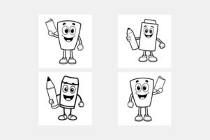 Cartoon Pencil Character with Animated Expressions. vector