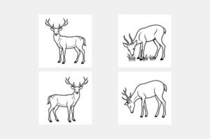 Minimalist Deer Illustration in Line Art vector