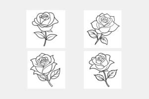 Beautiful Single Rose Line Art with Editable Stroke Design. vector