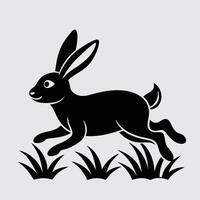 Playful Rabbit Bounding Over Meadow vector