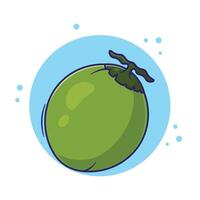 Green coconut cocktail design cartoon icon symbol illustration object with modern and simple concept vector