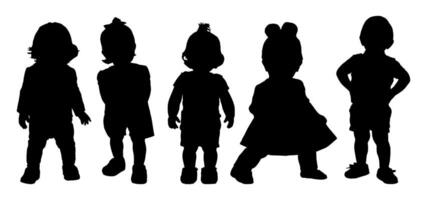 Silhouettes of a Modeling Toddler vector