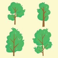 four different types of trees on a yellow background vector