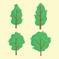 four different types of trees on a yellow background vector