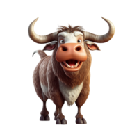 Smiling 3D Bull Cartoon Character with Colorful Design and Details png