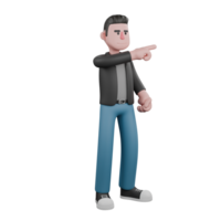 Creative 3D Model. A male screenwriter stands with his right hand pointing to the left, and his left hand clenched. 3D Design png