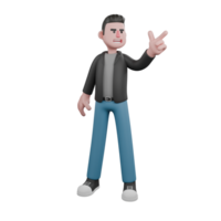 Cartoon 3D Artistic Model. A male screenwriter stands with his left hand pointing in a certain direction, an angry expression . Creative 3D Model png