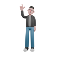 Professional Screenwriter Cartoon Design. A male screenwriter stands with one hand pointing upward with a eureka expression. Model Design png