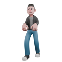 Professional Screenwriter Cartoon Design. A male screenwriter walks with slow steps and hands in front of his body, cautious expression . Creative 3D Model png